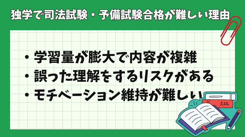 司法試験・予備試験合格に独学は難しい理由